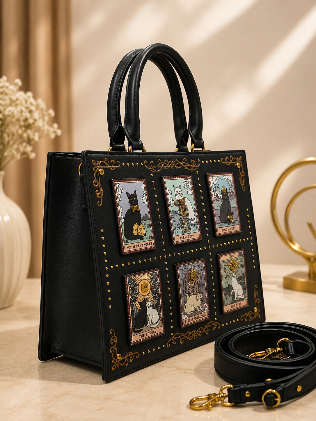 Black Mystic Tarot Tote Bag