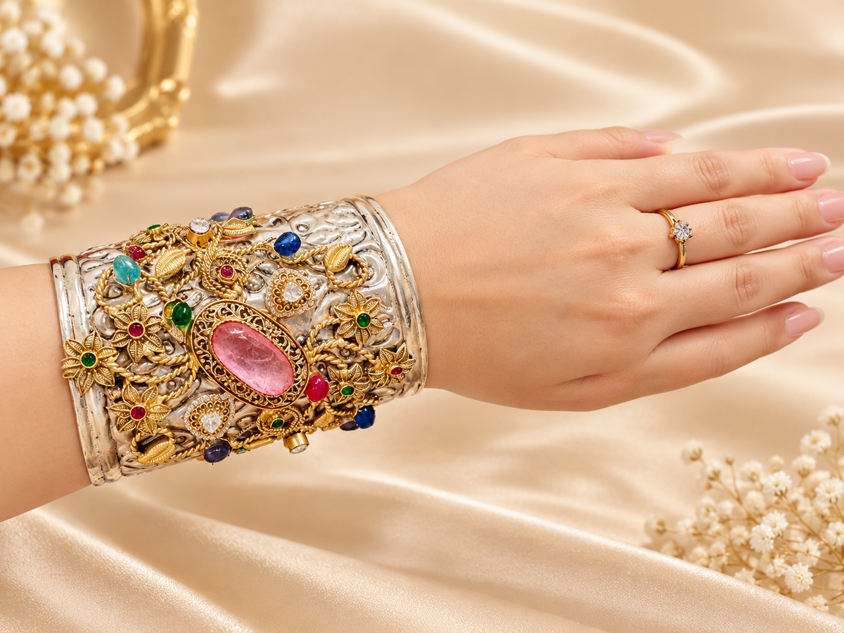 Royal Heritage Multicolour Gemstone hand Cuff
