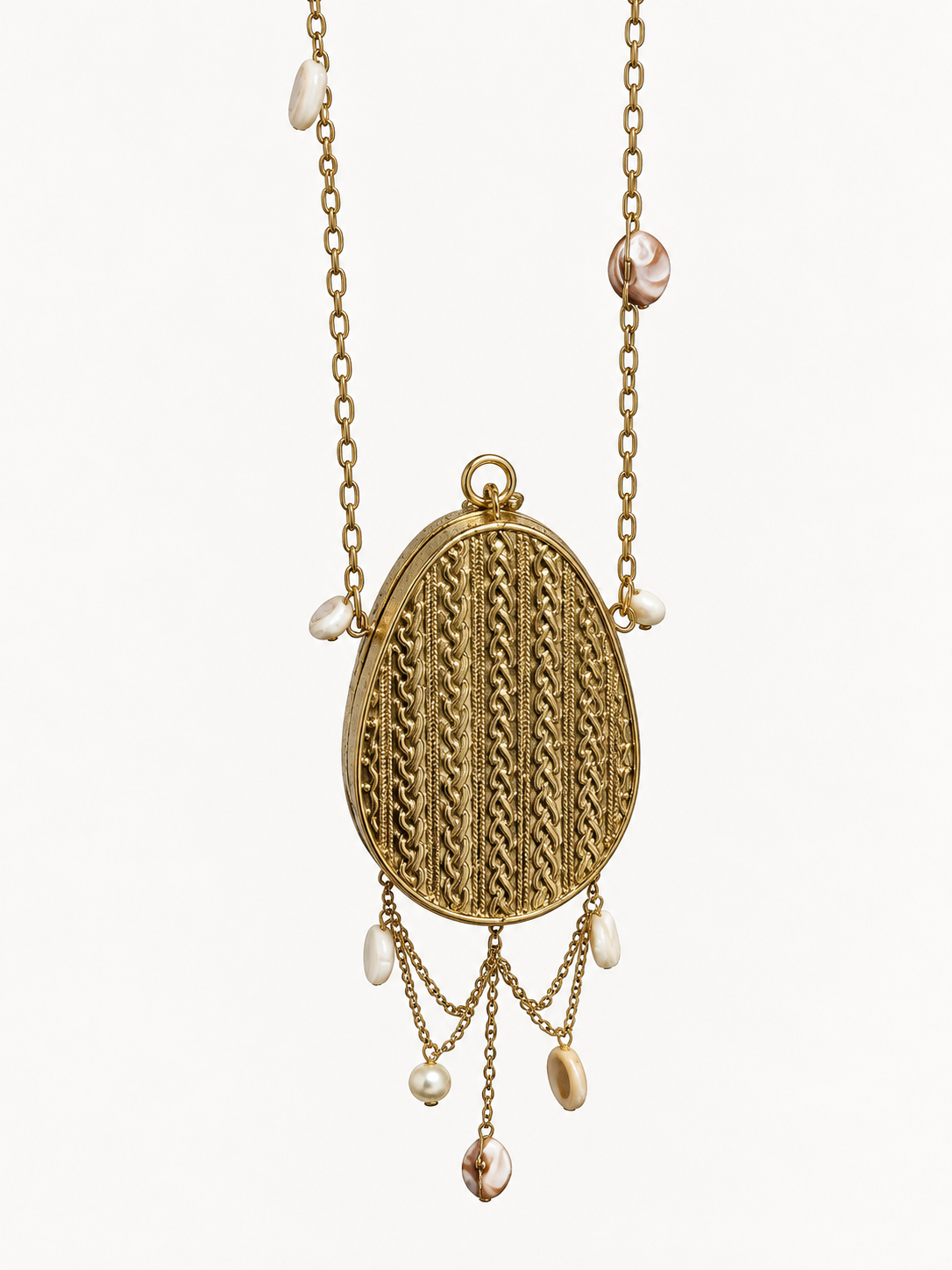 Golden Pearl Elegance Mini Metal Clutch