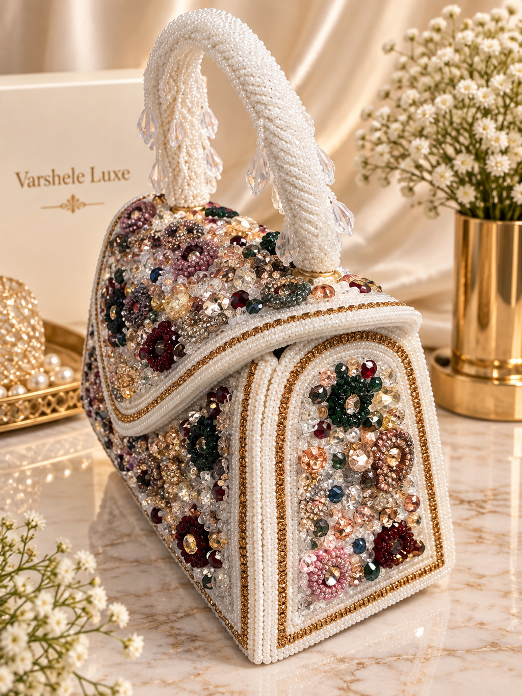 Pearl Mirage Crystal Clutch