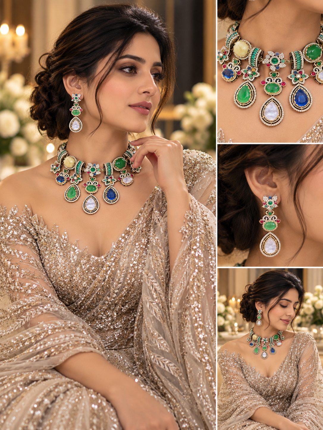 Emerald Royale Multicolor Stone Necklace Set