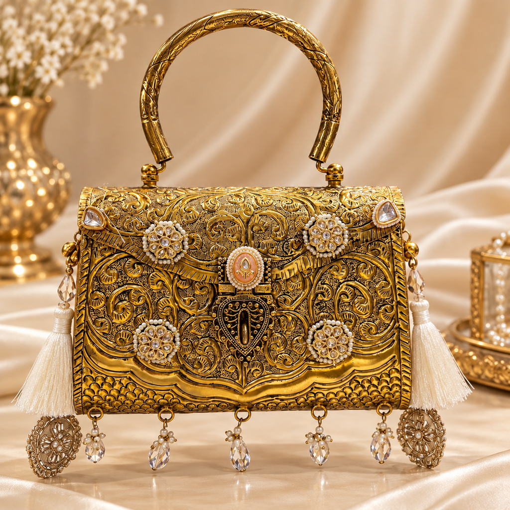 Maharani Gold metal clutch