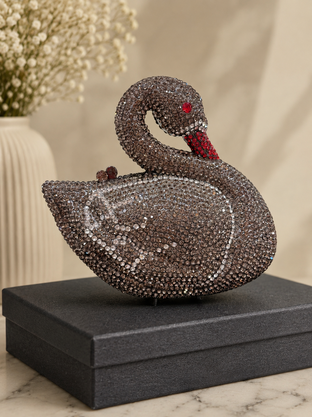 Swan embellished clutch