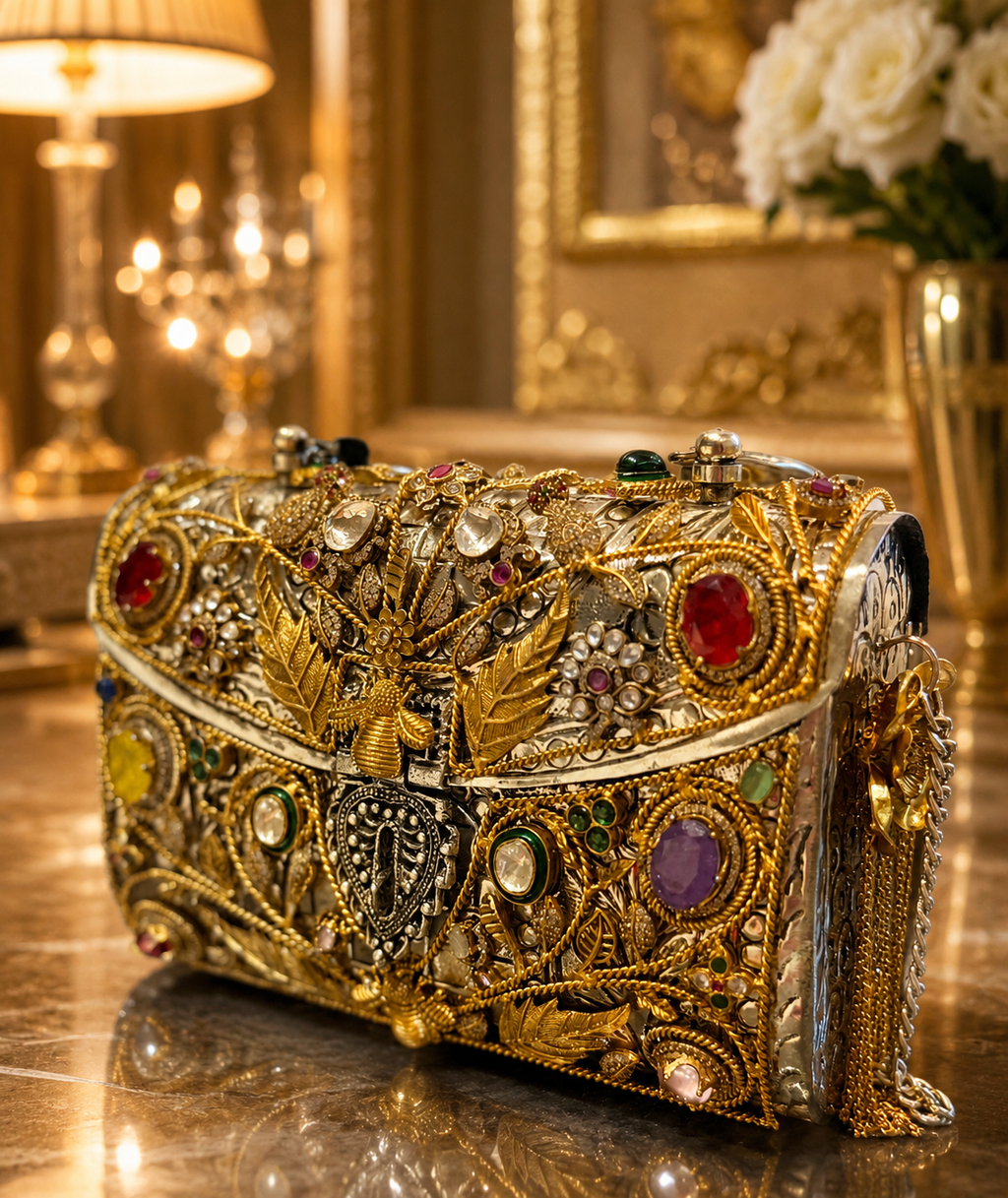 Regal Heritage multicolor jadau gems clutch