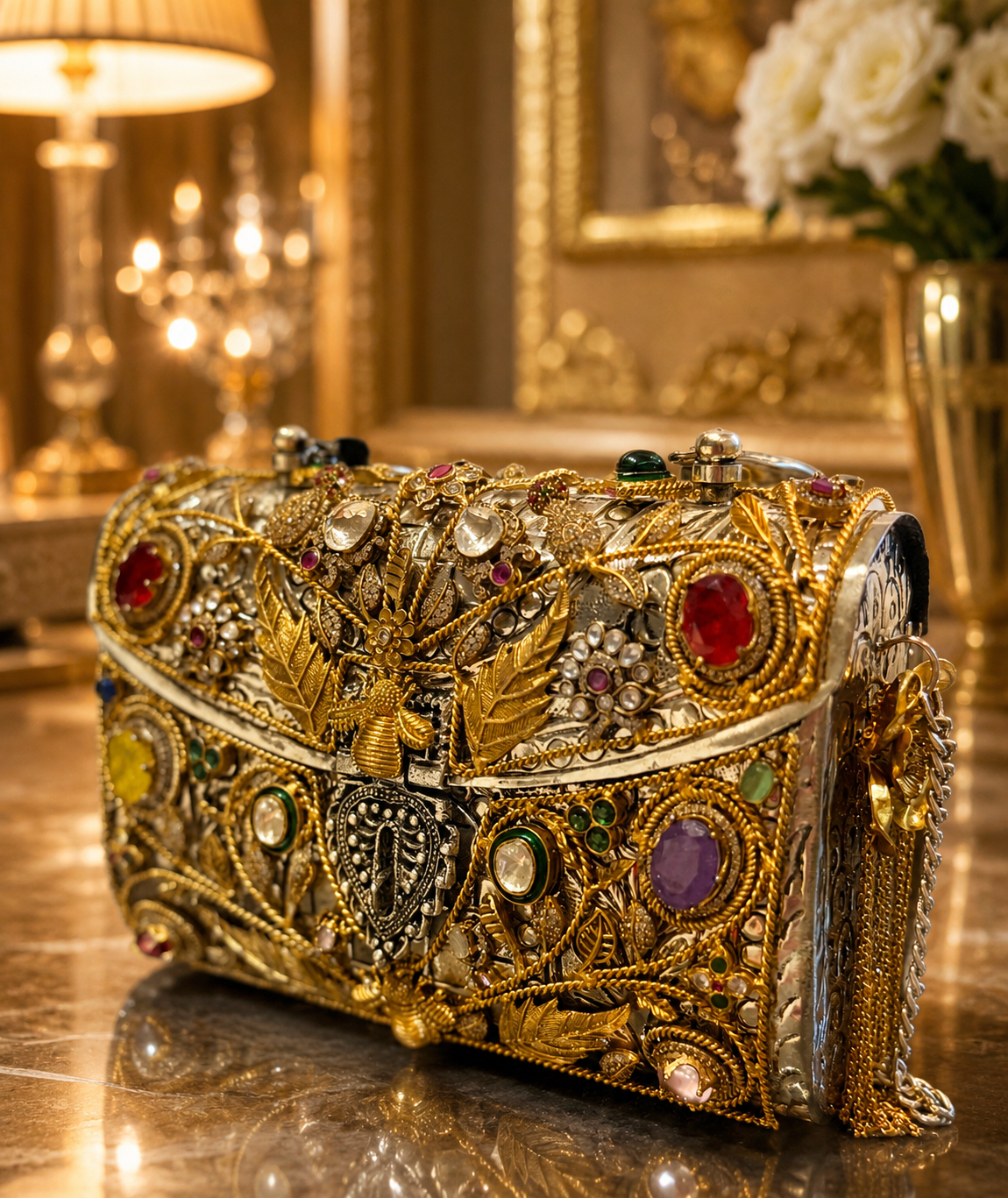 Regal Heritage multicolor jadau gems clutch