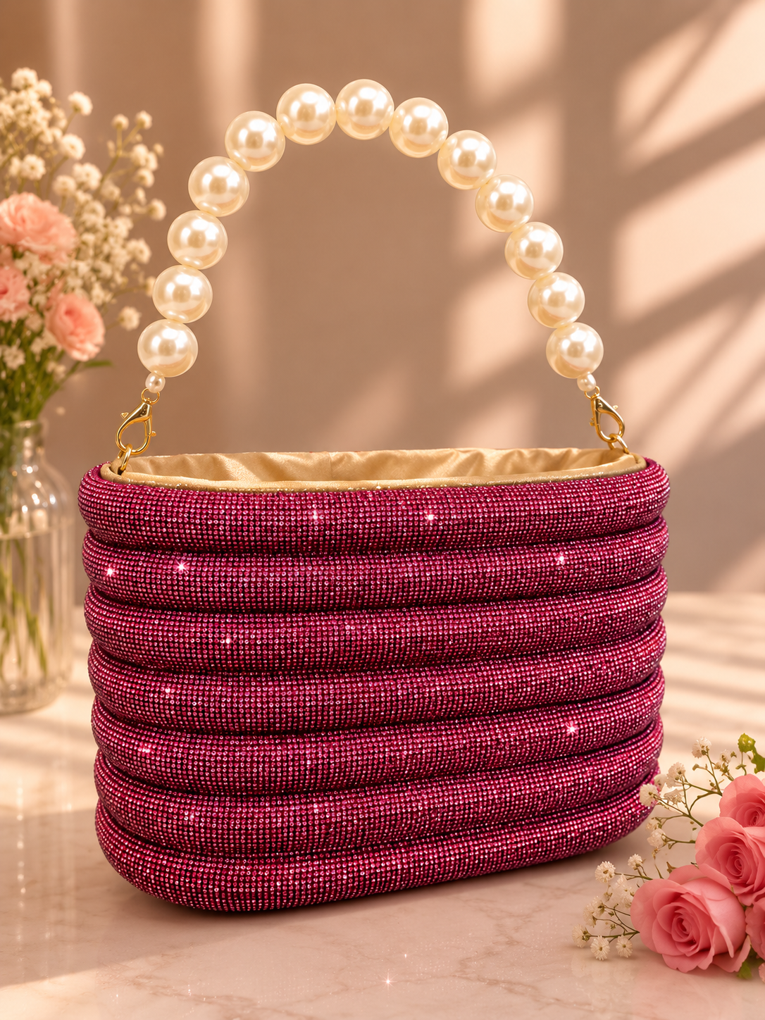 Pearl Grace bucket Clutch