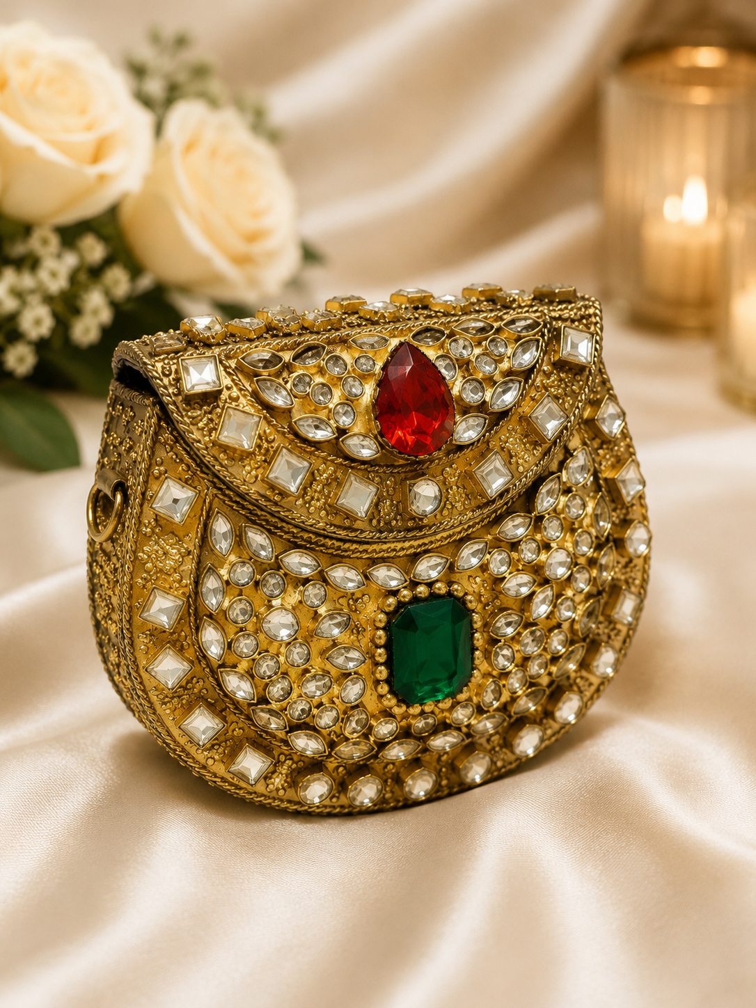 Royal Emerald Luxe metal mini Clutch