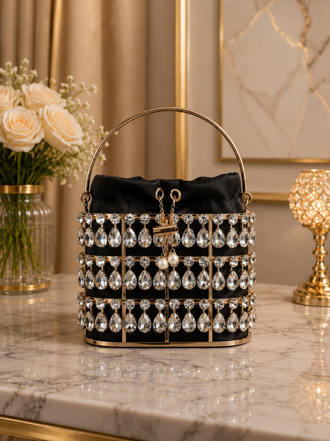 Celeste Crystal Bucket Bag