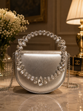 Luxury shiny Crystal handle stones hand bag