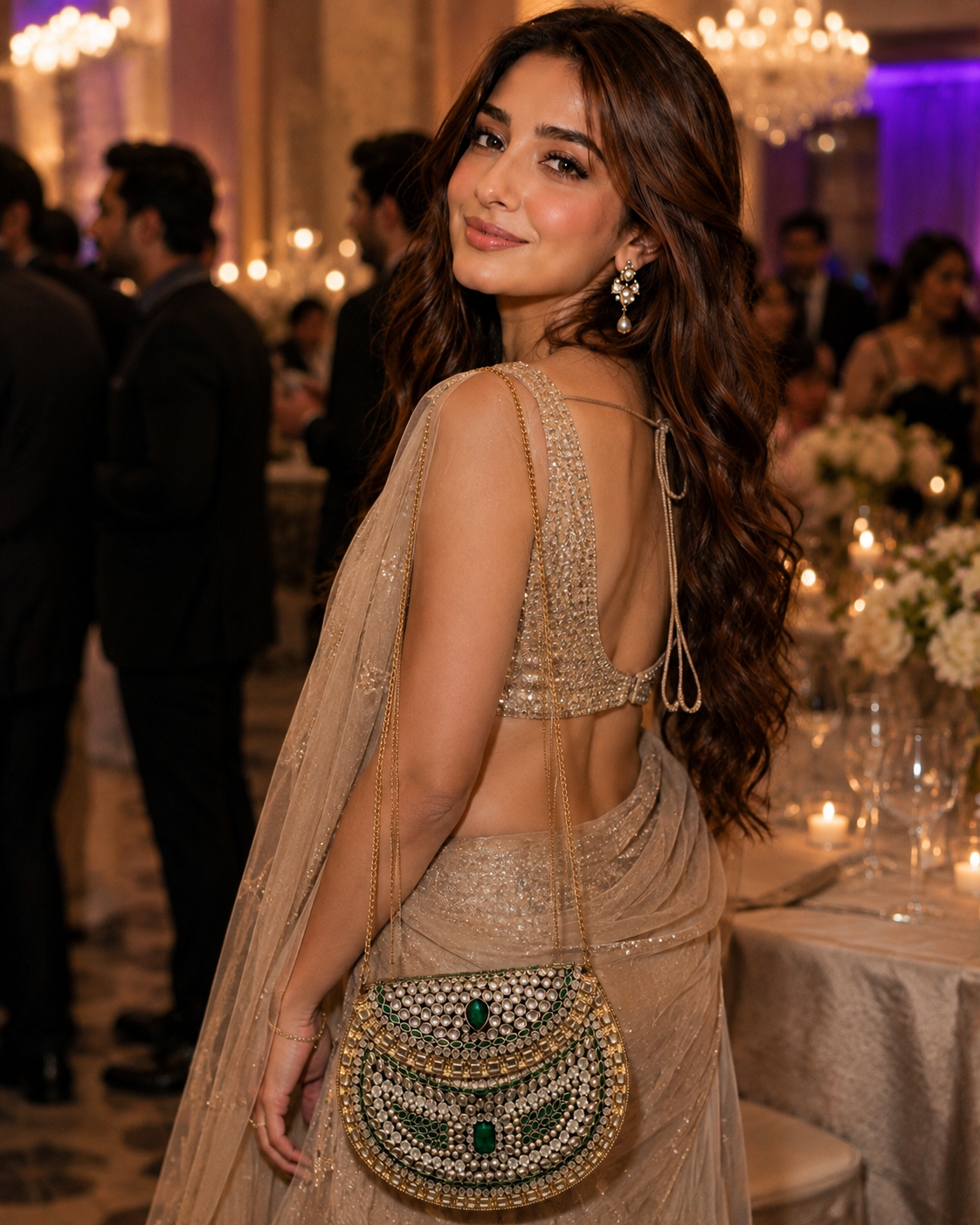 Emerald Royale Embellished metal Clutch