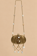 Golden Pearl Luxe Cascade Mini Metal Clutch