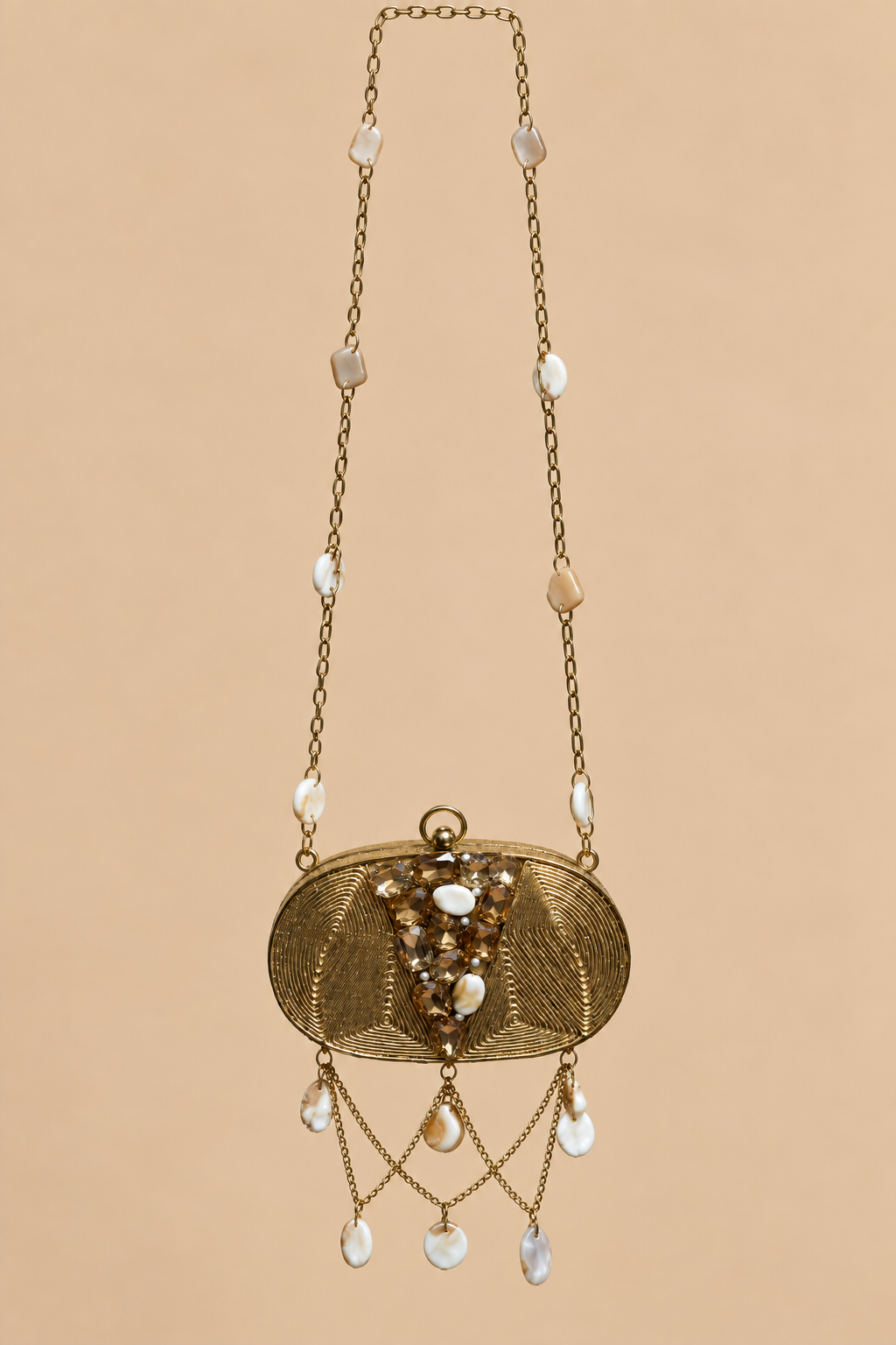Golden Pearl Luxe Cascade Mini Metal Clutch