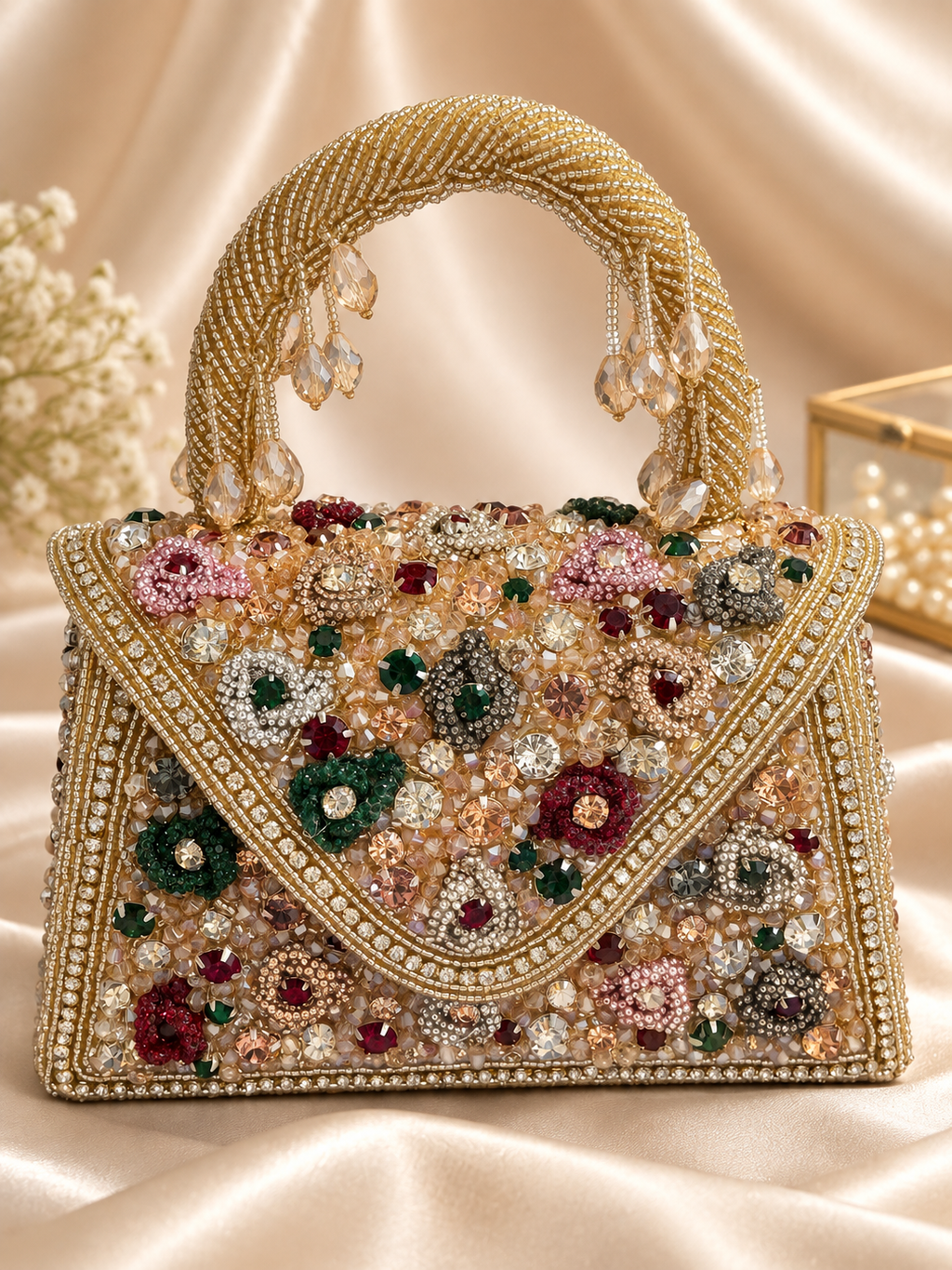 Royal Bloom Beaded Handbag