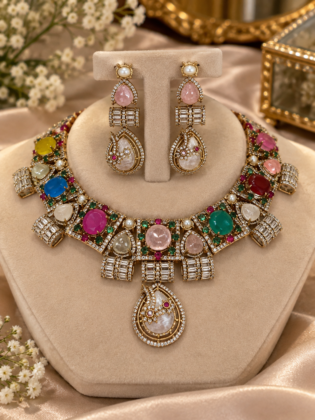 Royal Multicolor Gemstone Choker Set