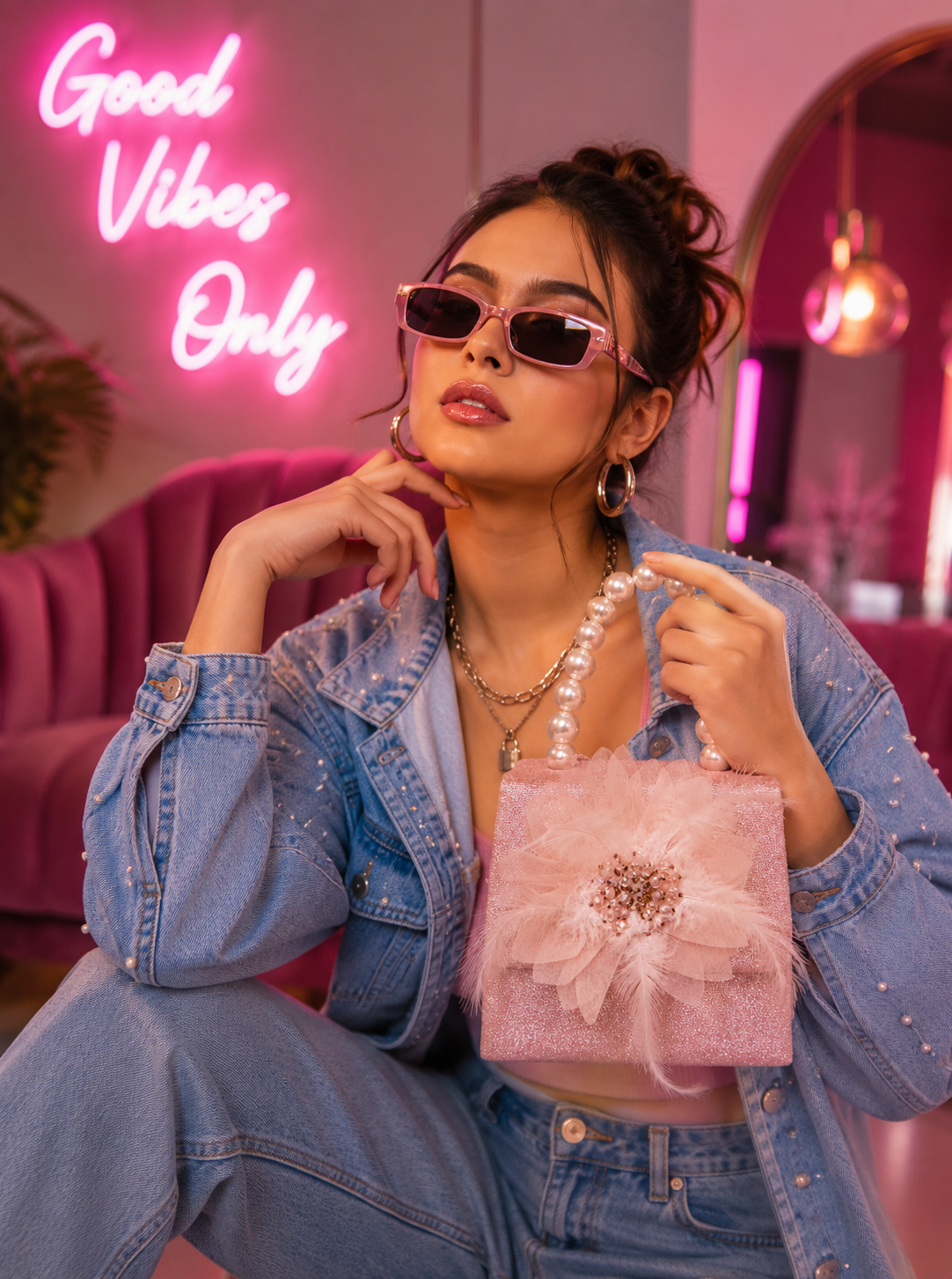 Blush Pearl Bloom hand bag