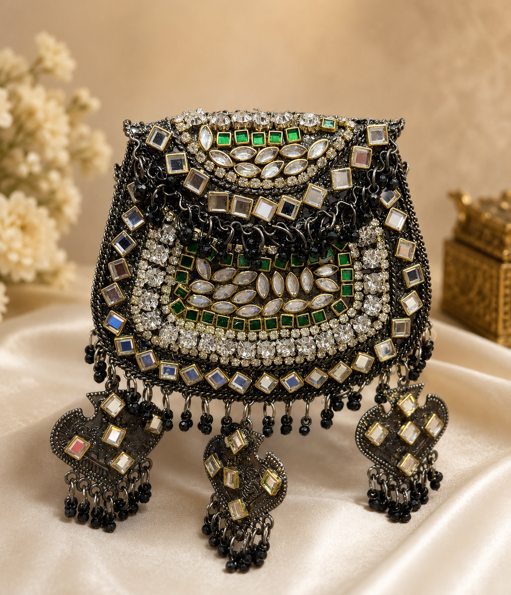 Black metal small clutch