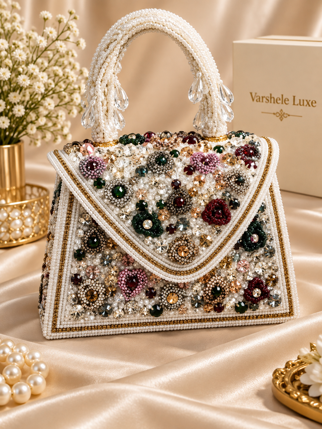 Pearl Mirage Crystal Clutch