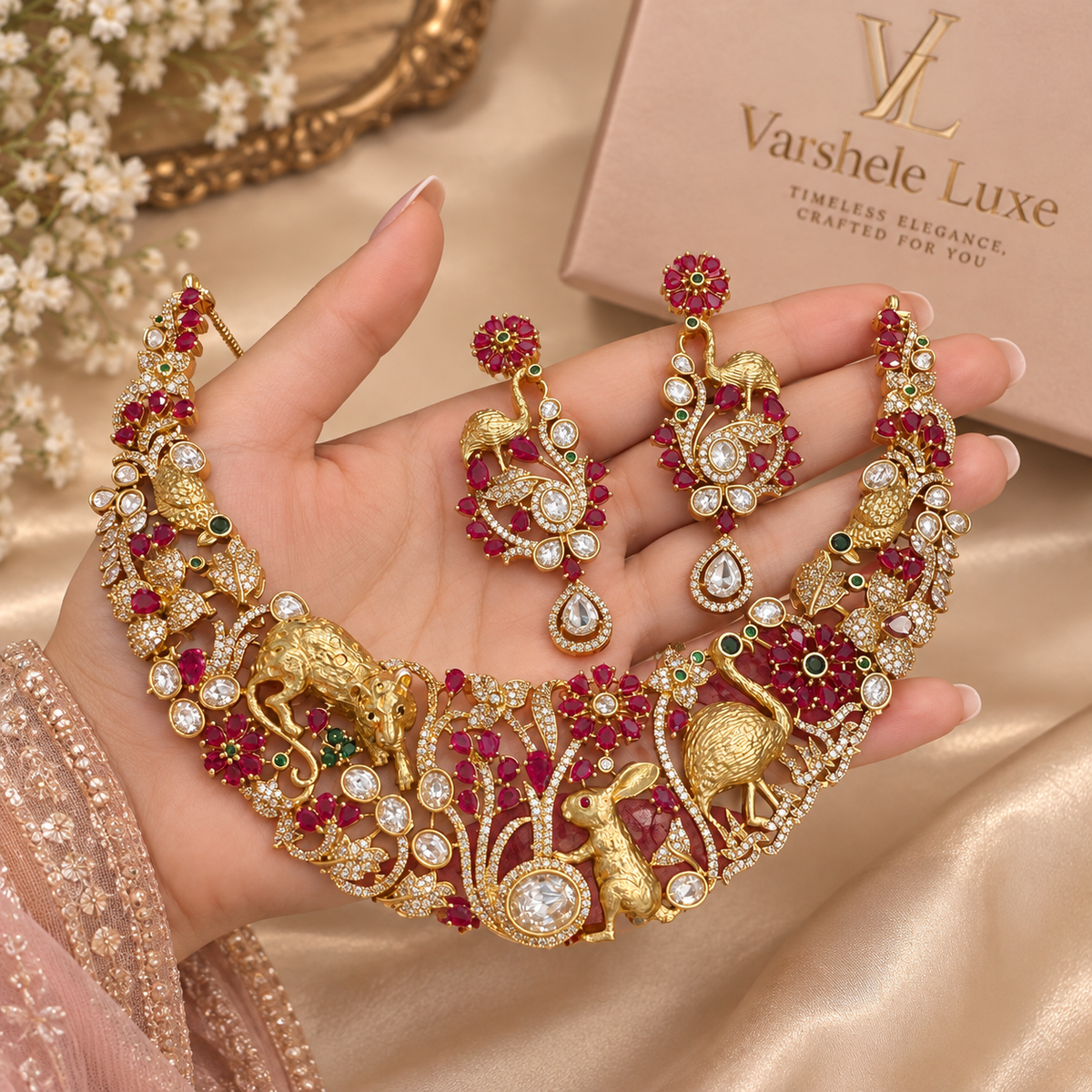 Royal Ruby Heritage Necklace Set