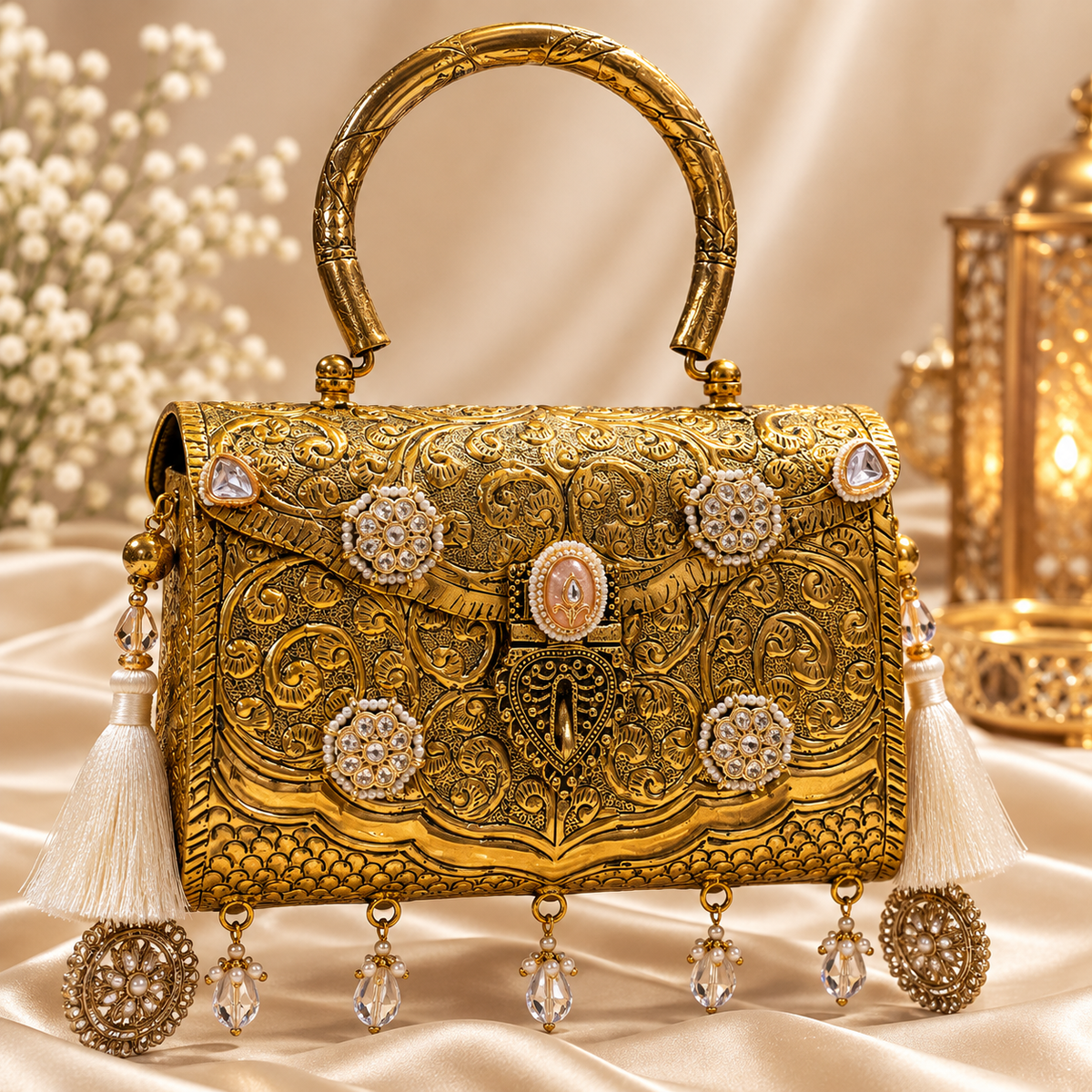 Maharani Gold metal clutch