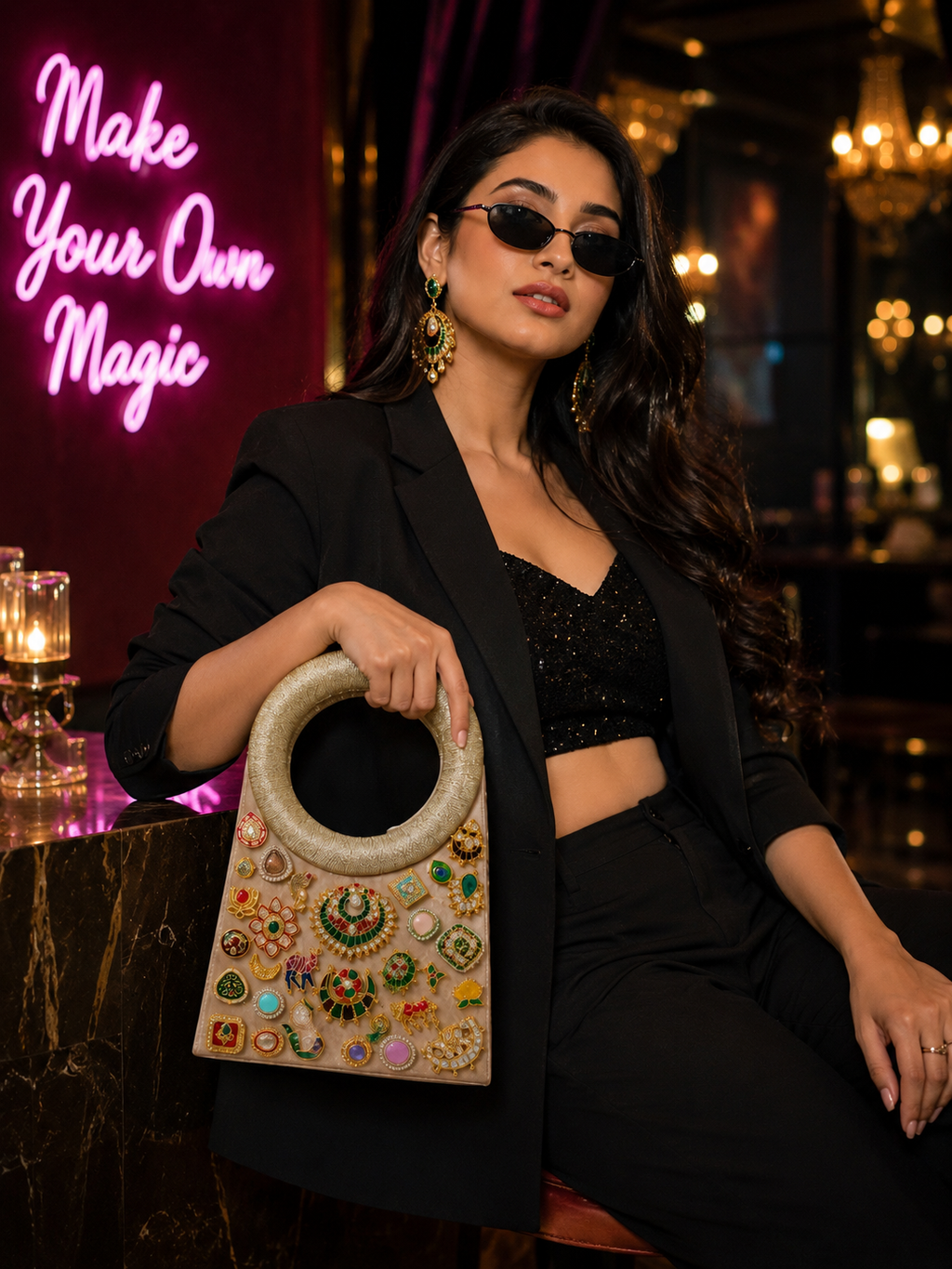Heritage Jewel Circle Handle Bag