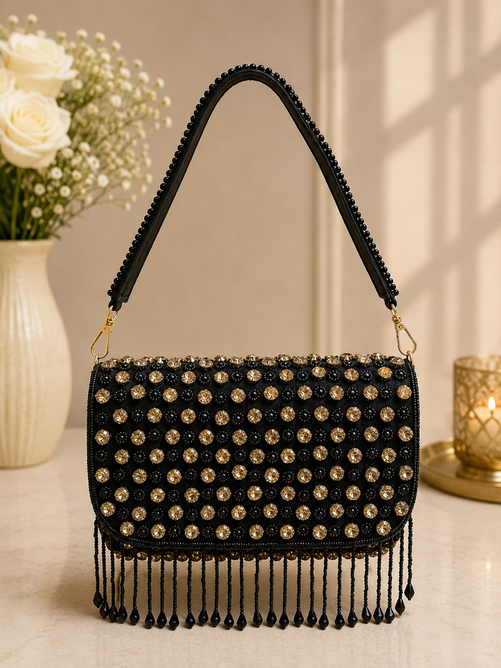 Midnight Glam Fringe Shoulder Bag