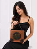 Brown embossed elephant bag