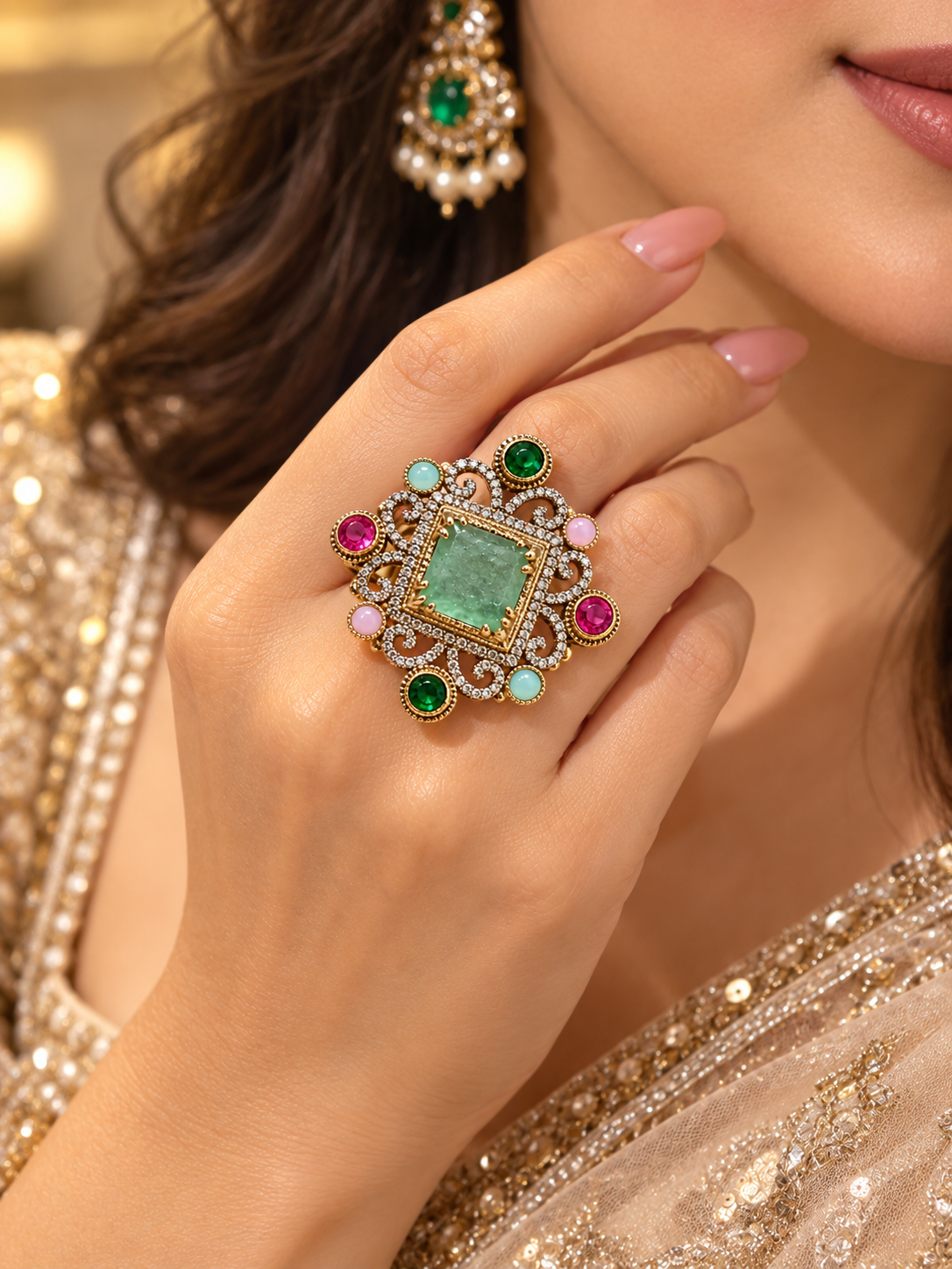 Emerald Royale Statement Party Ring