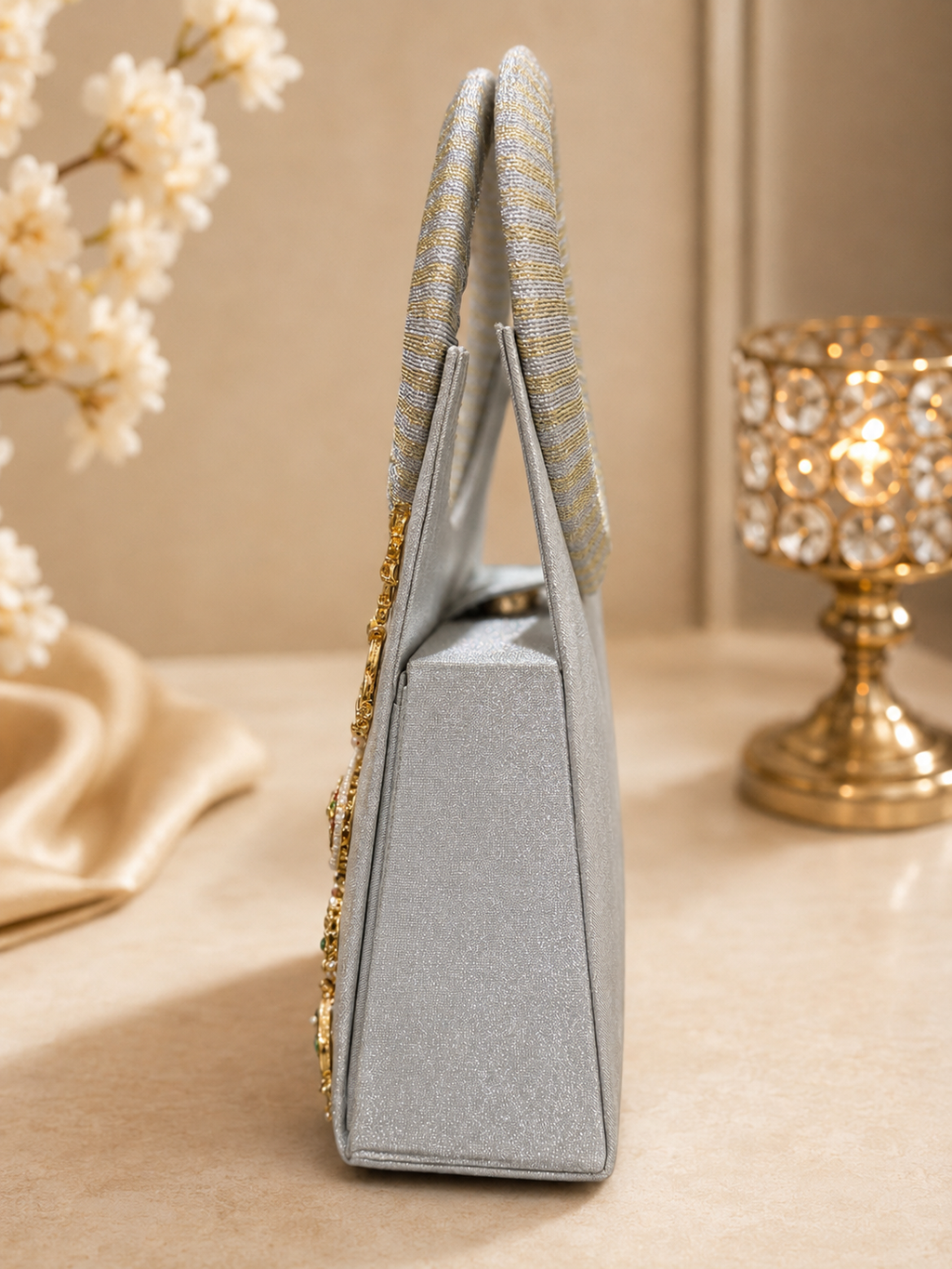 Heritage Charm Embellished Top Handle Bag