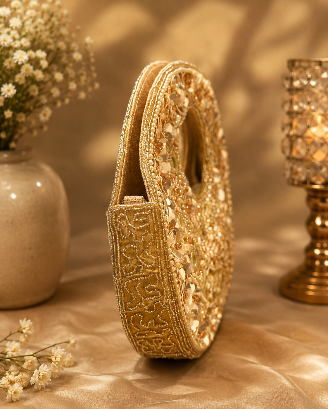 Golden Aura Circle Clutch