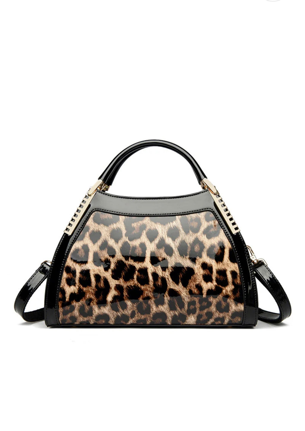 Noir Glossy Leopard Luxe hand/shoulder  Bag