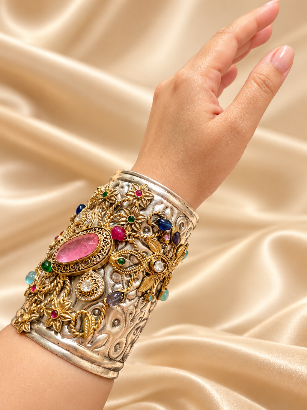 Royal Heritage Multicolour Gemstone hand Cuff