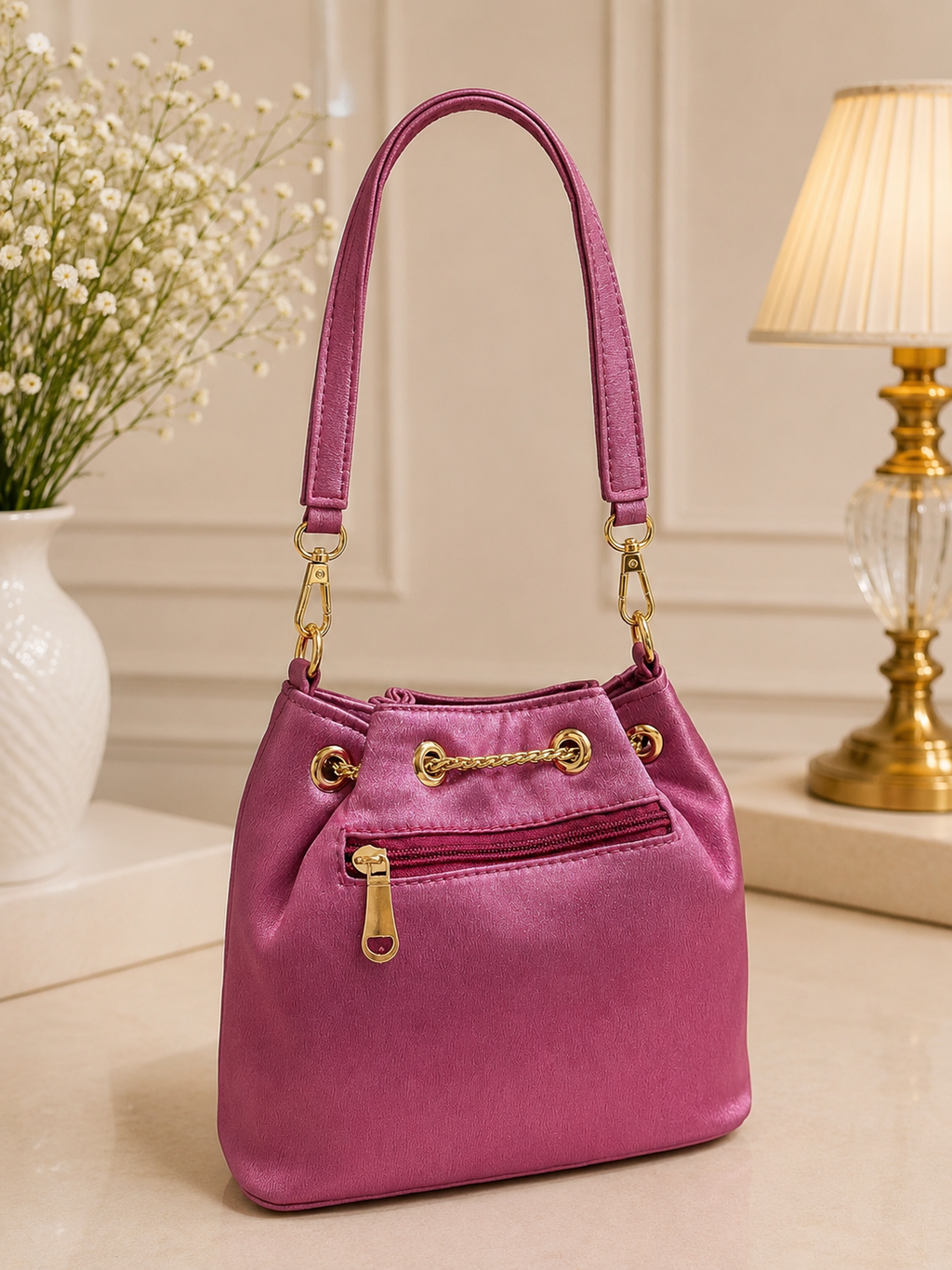 Fuchsia Bloom Bucket Bag