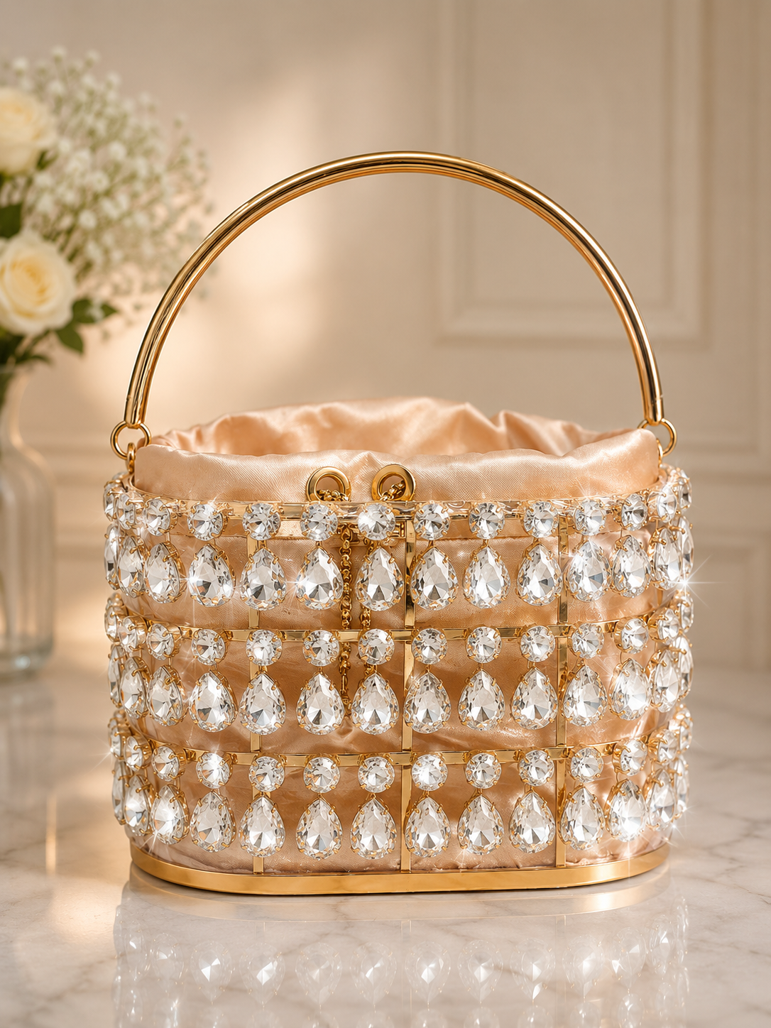 Ivory Celeste Crystal Bucket Ba