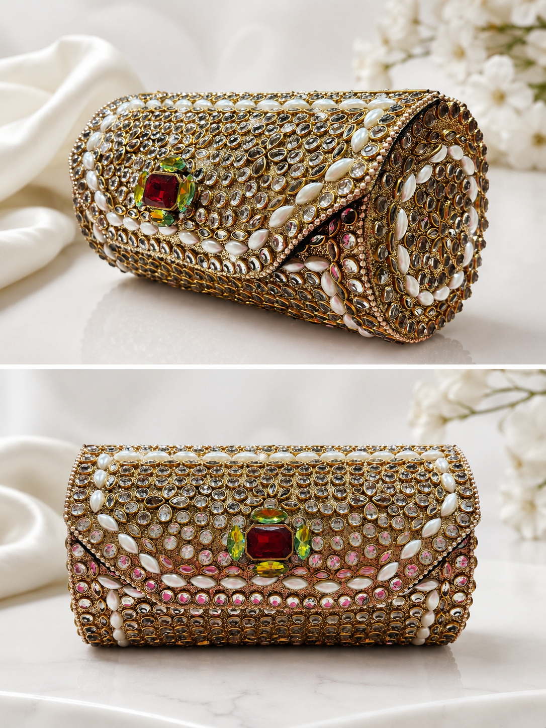 Luxury Crystal Cylindrical Clutch