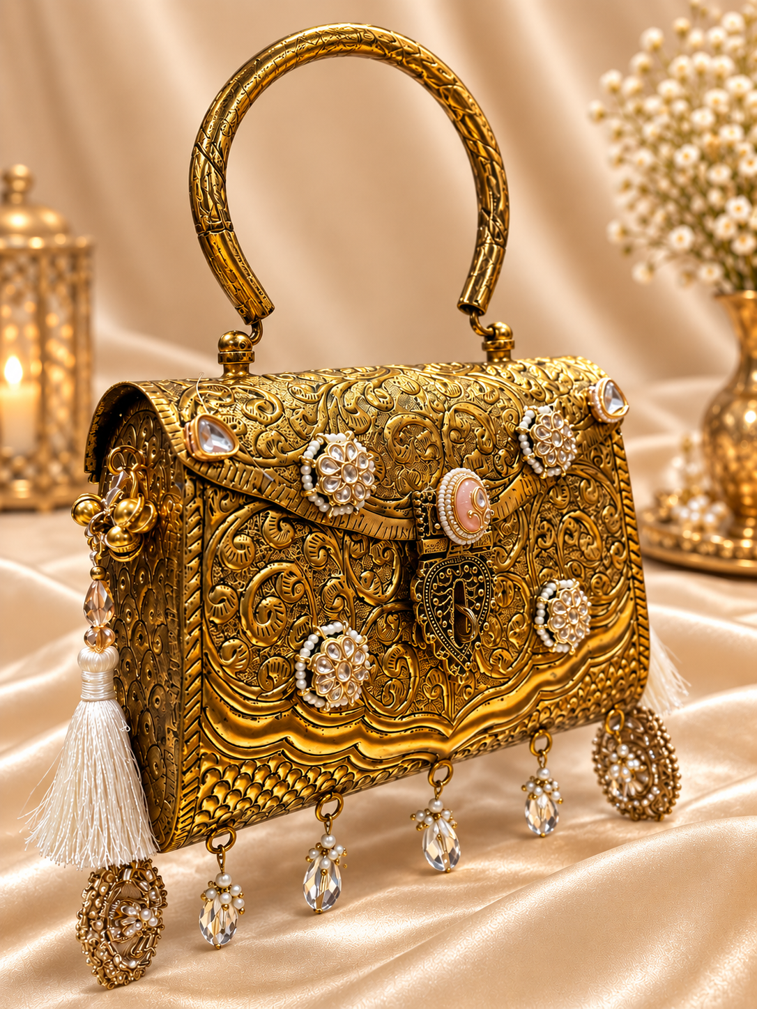 Maharani Gold metal clutch