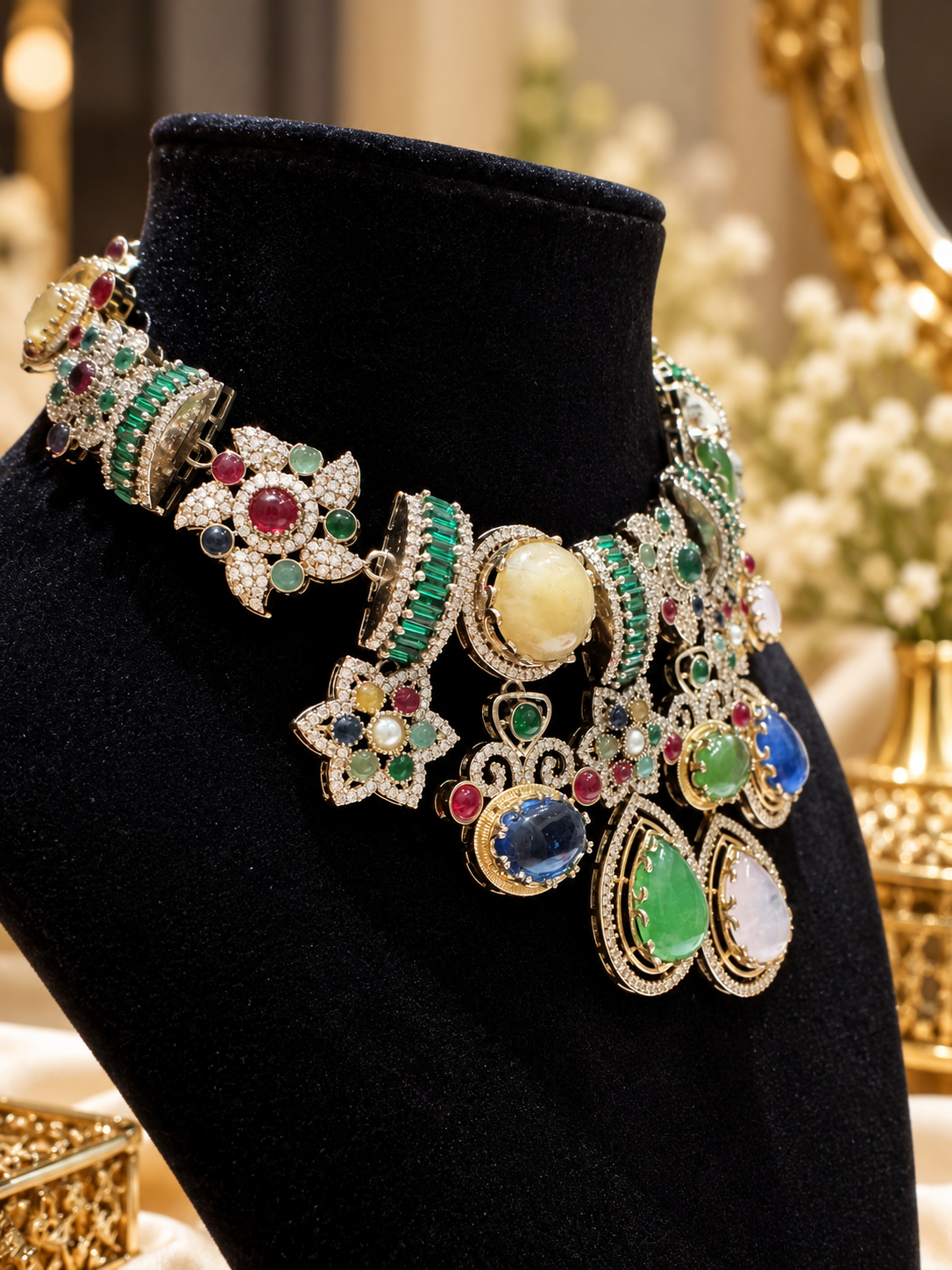 Emerald Royale Multicolor Stone Necklace Set