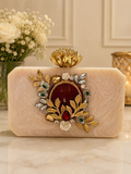 Ivory Bloom Statement Clutch