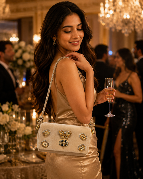 Beige big stones party bag