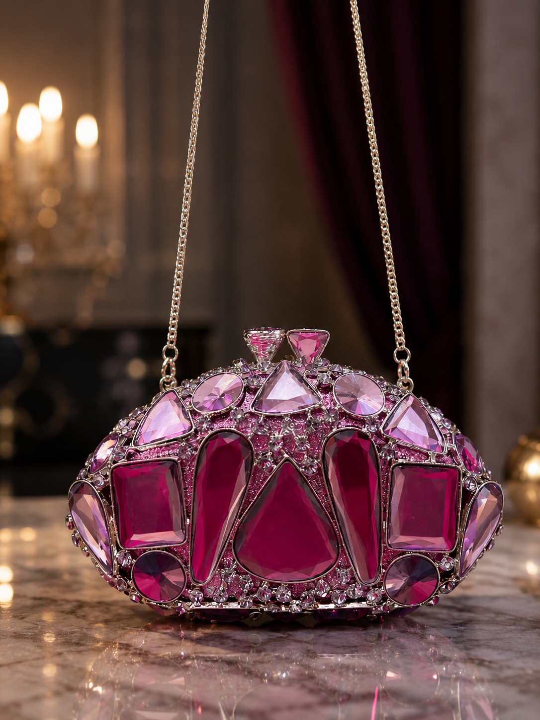 Luxury glass full rhinestones sparkling bead Crystal women wedding party evening dress clutch