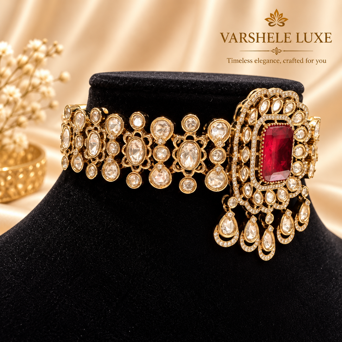 Regal Ruby polki Choker Set