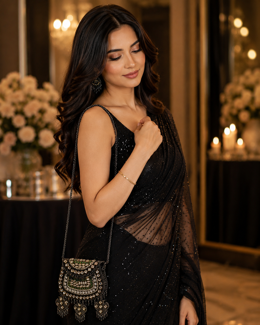 Black metal small clutch