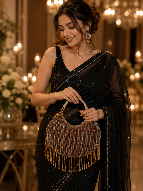 Crystal Fringe moon Evening Handbag