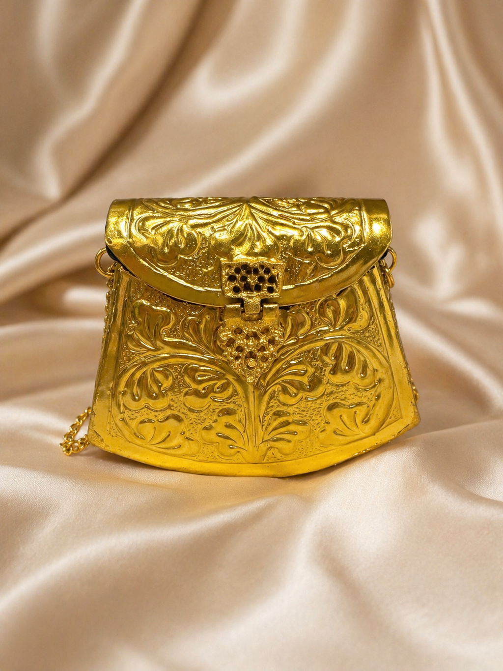Gold metal mini clutch