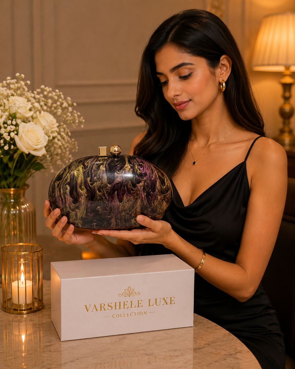 Oval acrylic luxury clutch
