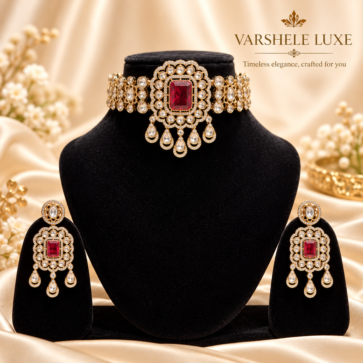 Regal Ruby polki Choker Set