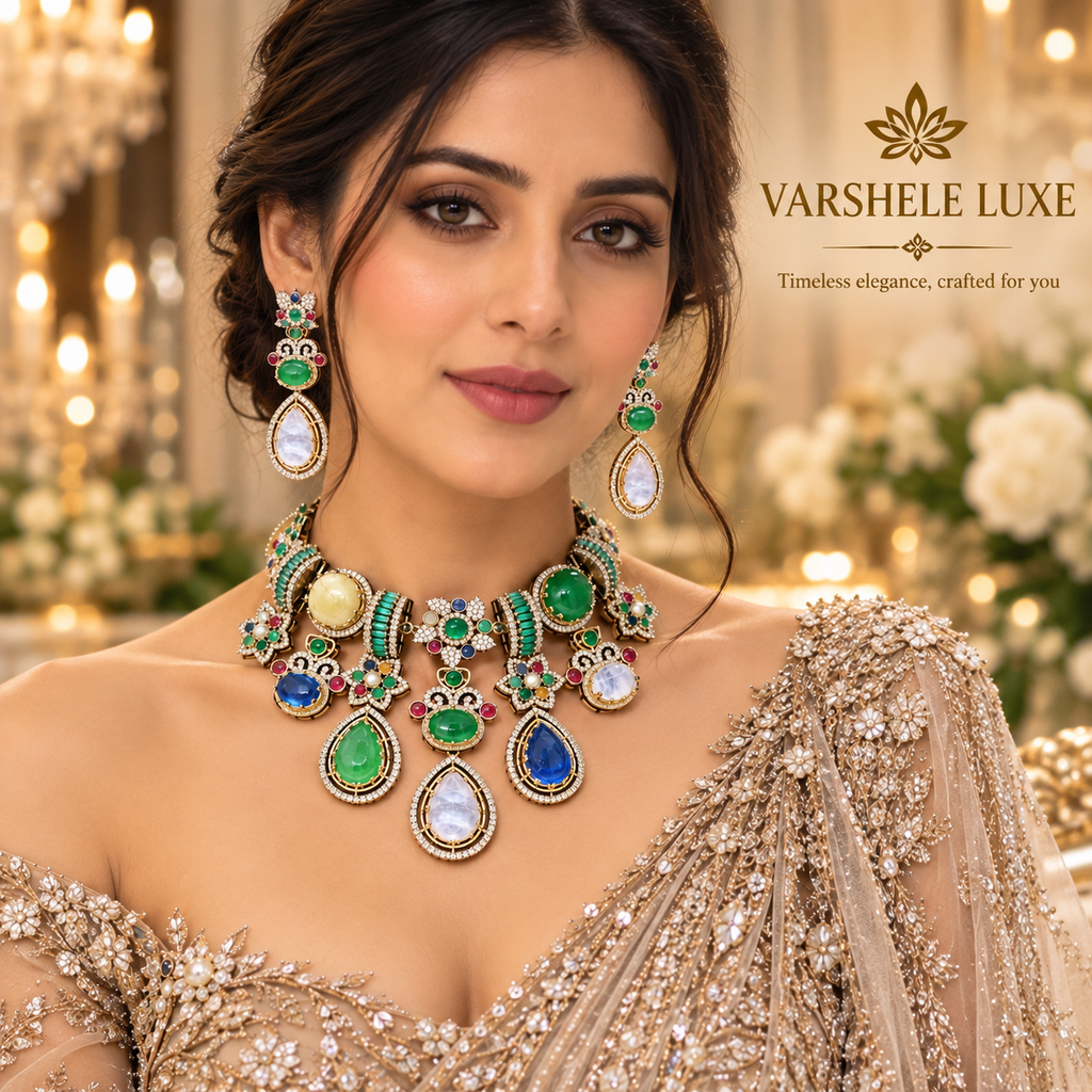 Emerald Royale Multicolor Stone Necklace Set