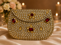 Ruby Crystal Gold metal Clutch
