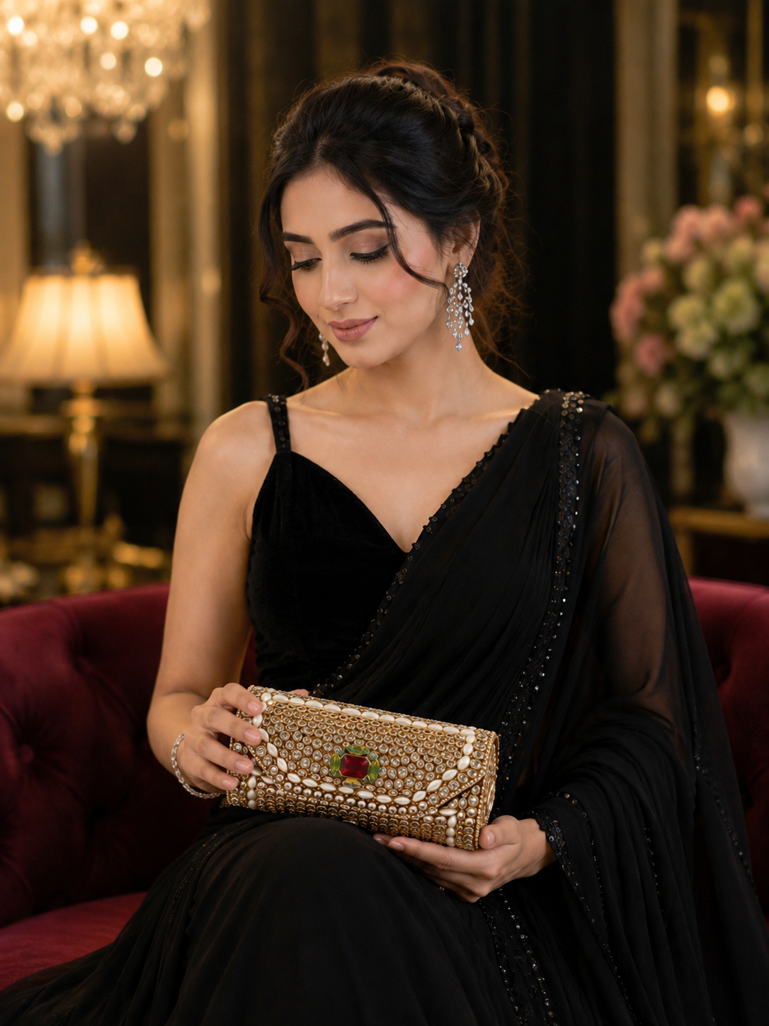 Luxury Crystal Cylindrical Clutch
