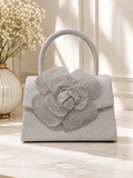 Silver Bloom Crystal Handbag