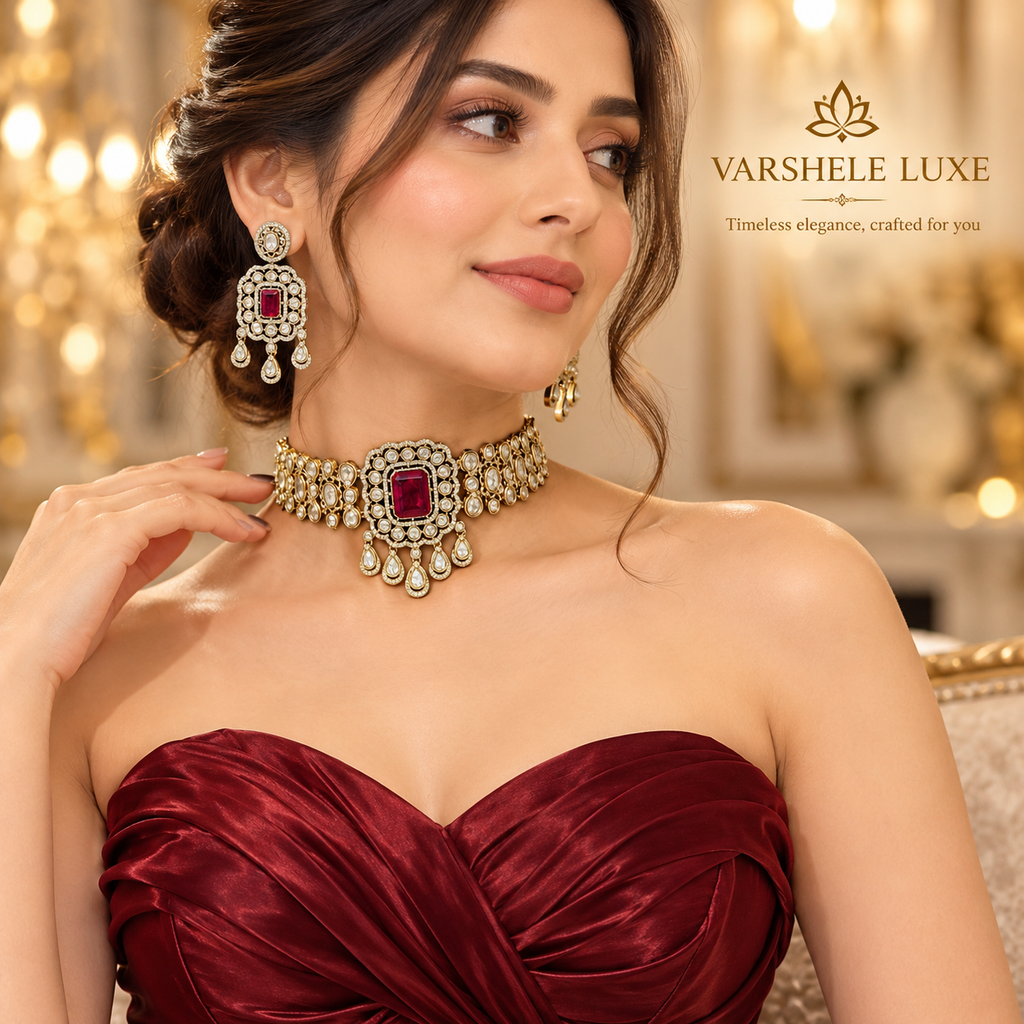Regal Ruby polki Choker Set